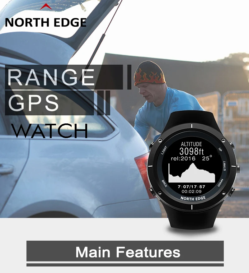 North Edge мужские спортивные цифровые часы водонепроницаемые 50 м часы gps Погодный альтиметр барометр компас пульсометр походные часы