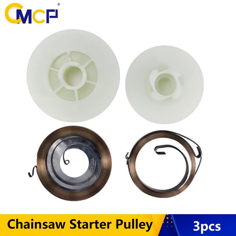 Polea de arranque para motosierra eléctrica, piezas de repuesto para motosierra con 2 resortes, compatible con 4500, 5200, 5800, 45cc, 52cc, 58cc, 3 piezas|starter pulley|58cc chainsaw45cc 52cc - AliExpress