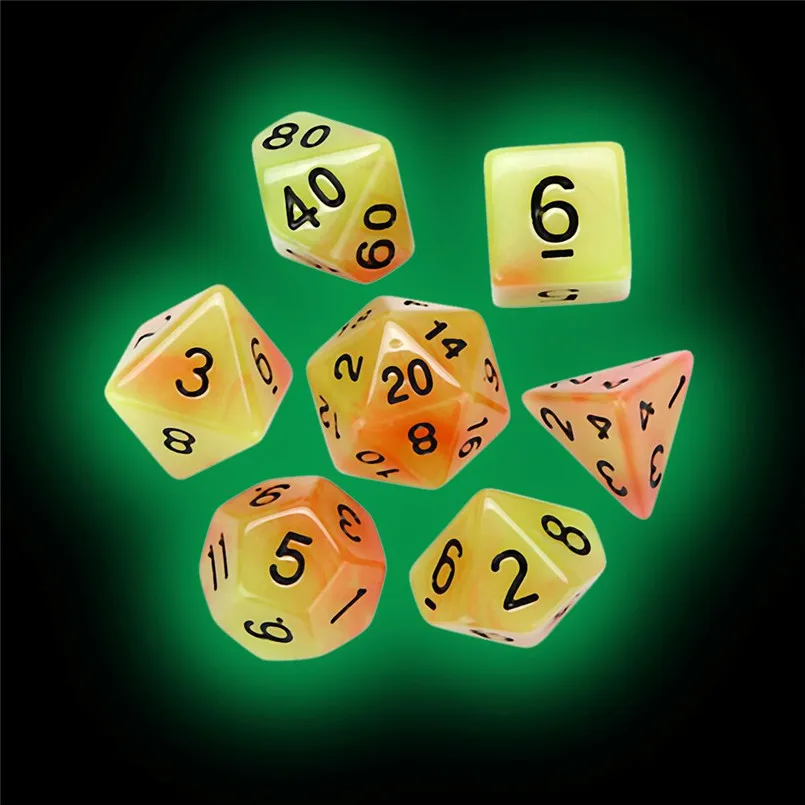 7Pcs luminous multi-faced dice set TRPG entertainment game party polyhedron D20 multi-faceted acrylic dice dados de rpg 30A20 (16)