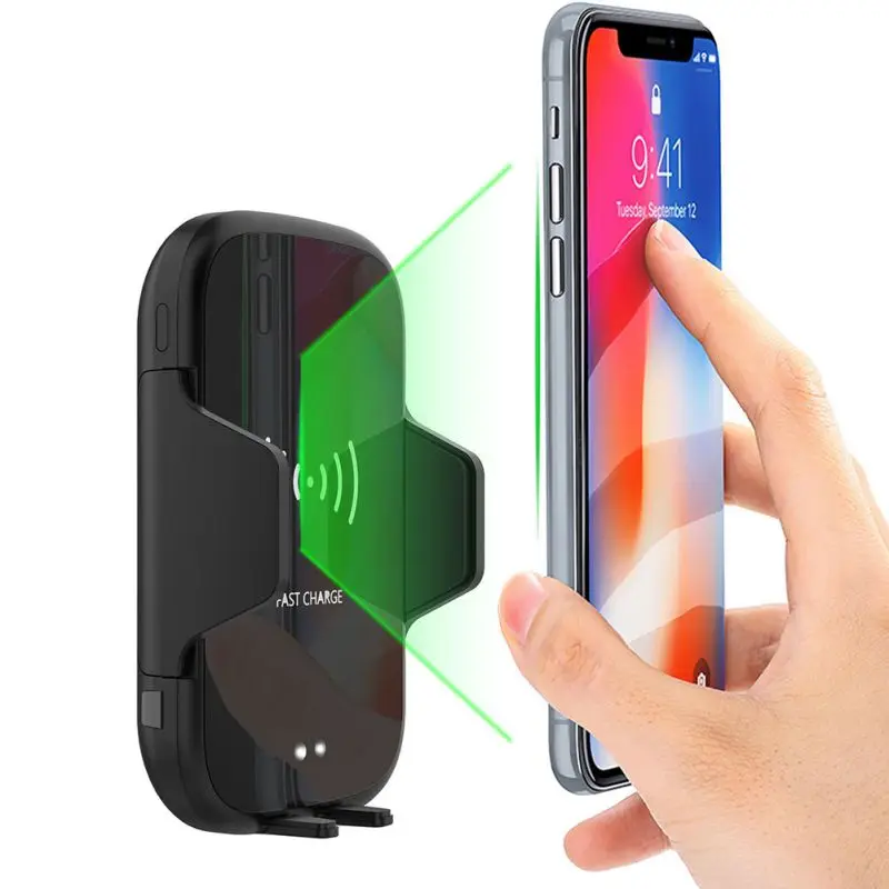 Qi Беспроводное Автомобильное зарядное устройство для Iphone Xs Max samsung S10 Smart инфракрасный беспроводной зарядный Быстрый Автомобильный держатель для телефона