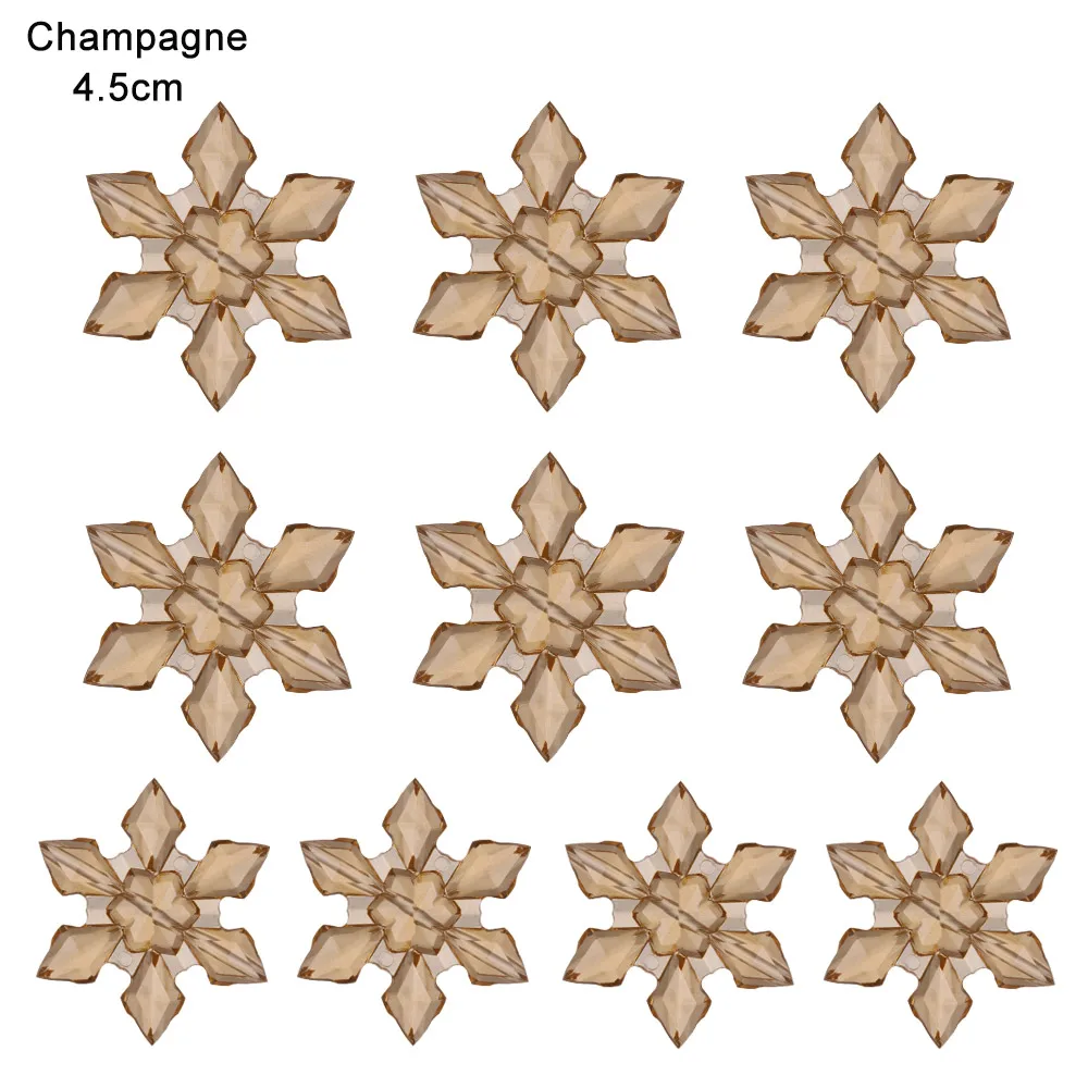 Новая мода 10 шт Рождество в форме снежинок прозрачные акриловые кристаллы-стразы кулон своими руками, декоративная поделка Скрапбукинг Декор - Цвет: 4.5cm champagne