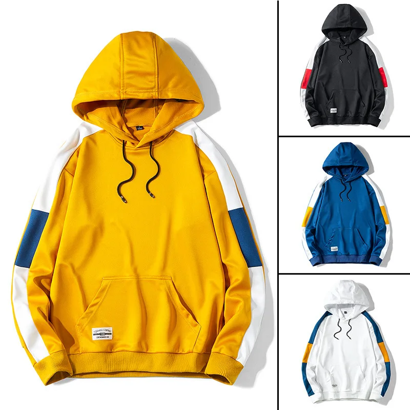 

Ahegao Mens Fashion Patchwork Hoodie Casual Streetwear Hooded Sweatshirts 2020 Autumn New Korean Version Men Black White Hoodies