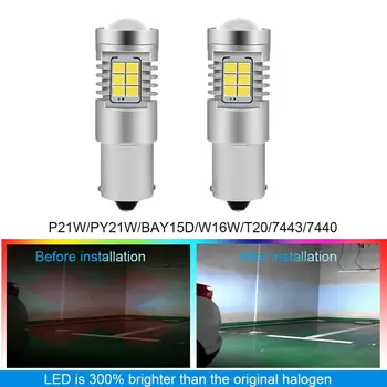 

1x P21W LED PY21W BAY15D T20 7443 1157 P21/5W W21W W21/5W W16W BA15S 5.5W 7440 1156 BUA15S T15 For E60 E90 F10 F30 Rear Blub