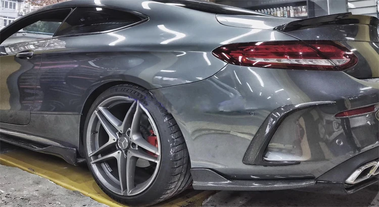 Углеродное волокно заднего бампера для губ разветвители фартуки для Mercedes Benz C class W205 C205 C63- стайлинга автомобилей