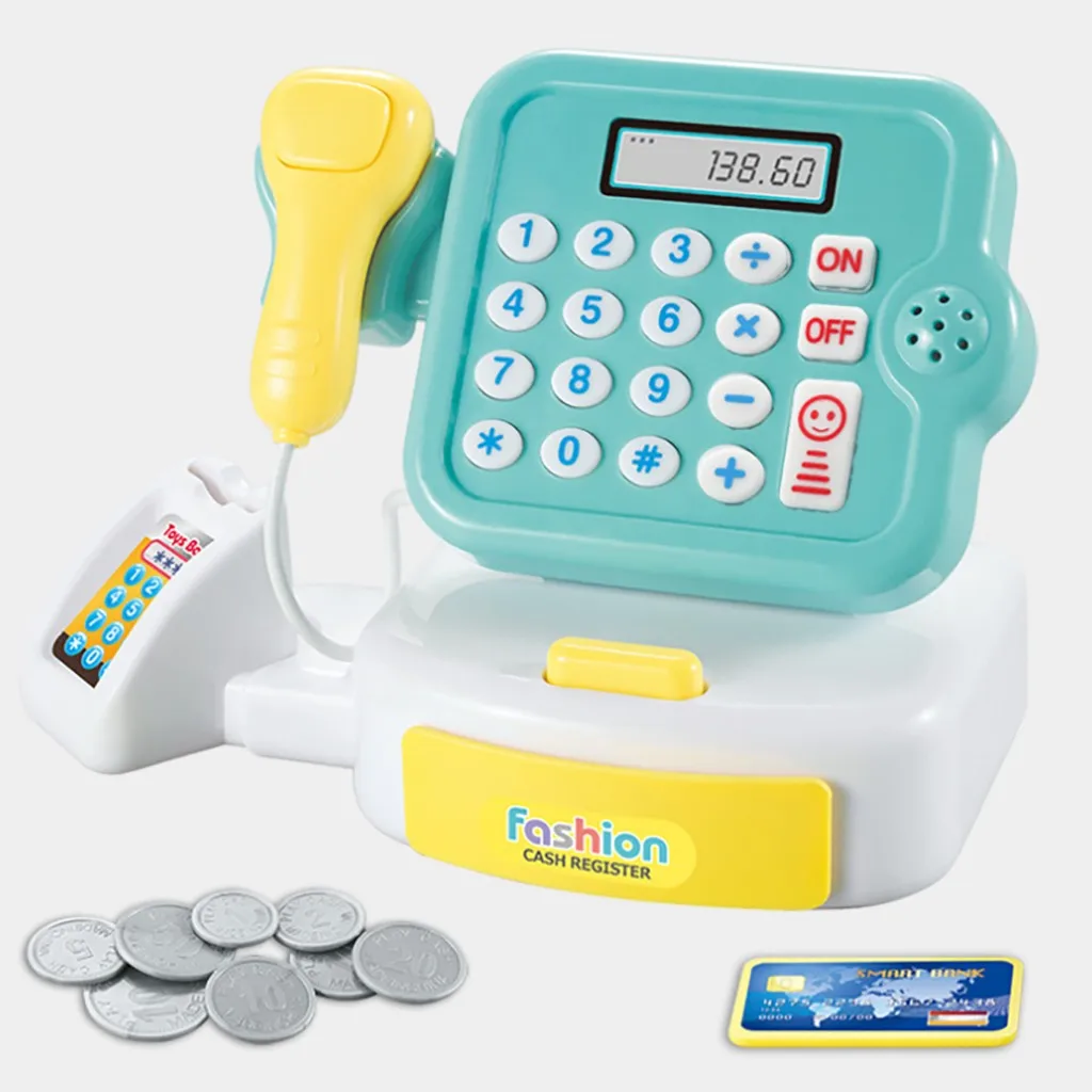 Caja Registradora de simulación de juguetes para niños, juego de rol de cajero de compras, juguetes educativos