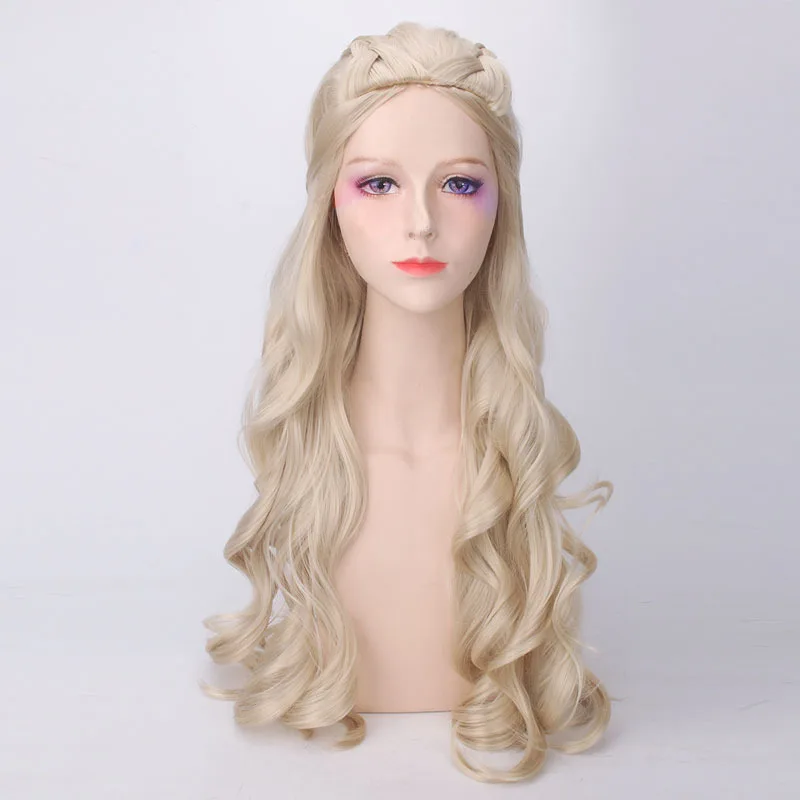 

Alice Carnival White Queen Wig Curly Hair Party Formal Dress Wonderland Women Long Synthetic Hair Halloween Party Costume Wigs