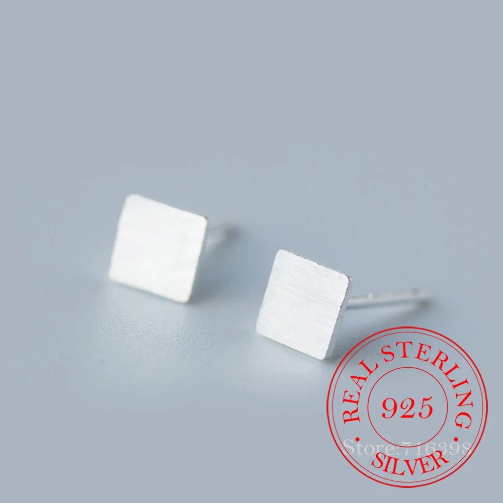 Orecchini A Bottone Quadrati In Argento Sterling 100% 925 Per Gioielli Da Donna Regalo Pendientes Boucle D Oreille