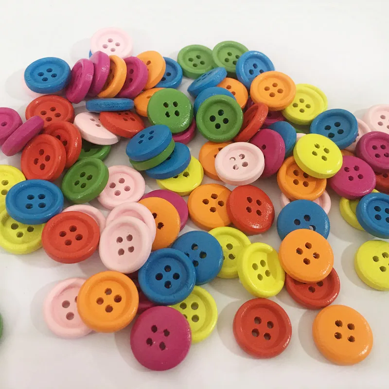 100Pcs/Lot 4 Holes Round Mixed Size Wood Buttons For Craft Round Sewing Buttons Scrapbook  DIY Apparel Accessories Home Decor