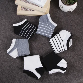 

3/4/5/6pairs Men's Socks Short No Show Invisible Ankle Socks Solid Color Boat Socks Breathable White Black Cotton Socks Man Male