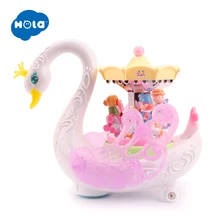 HOLA TOYS 536 Детские Электронные Pet сверкающий Музыкальный Мультфильм Электрический универсальный Лебедь Карусель Музыкальная Коробка для детей Подарки