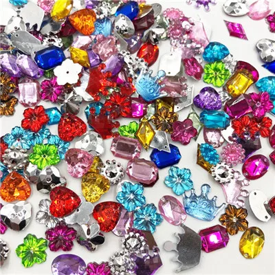 Mix Color 100 шт Смешанные стильные стразы с плоской задней стороной акриловые камни хрустальные камни Швейные бусины T01 - Цвет: Mix Color