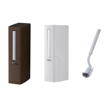 

Plastic Trash Can Set Toilet Brush Waste Bin Dustbin Garbage Bag Dispenser NIN668