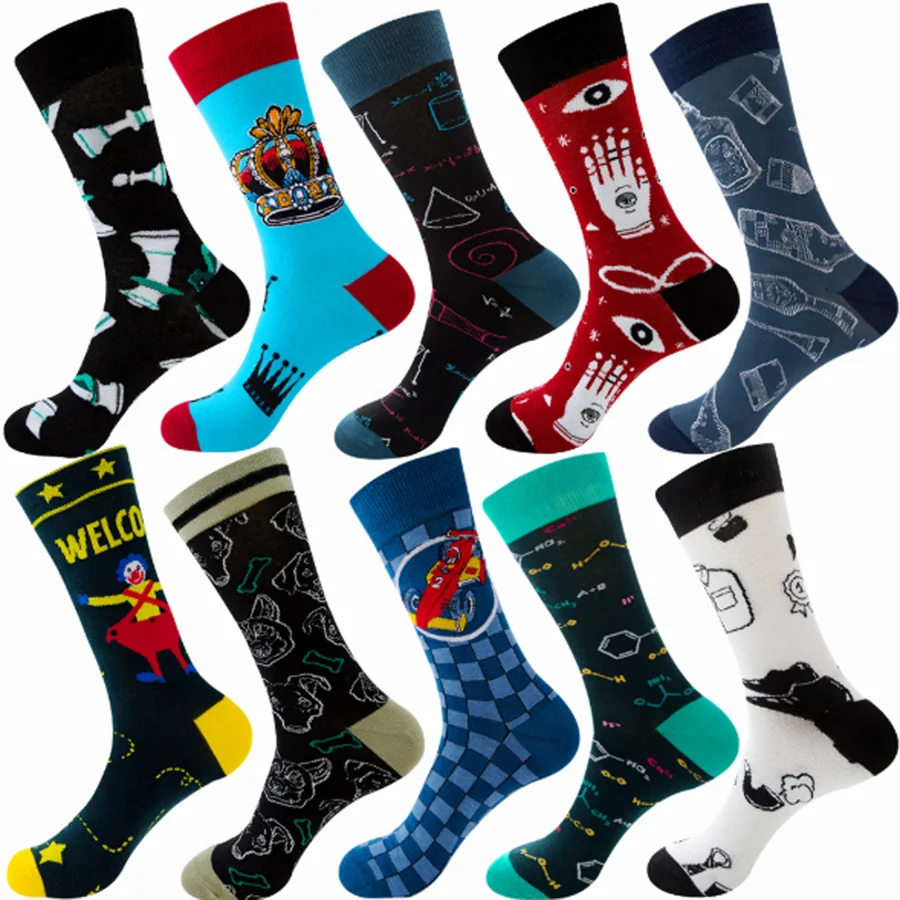 

Novelty Colorful Patterned Socks Men Dress Socks for Medical ,Running ,Nursping,Hiking & Basketball Socks 10pairs
