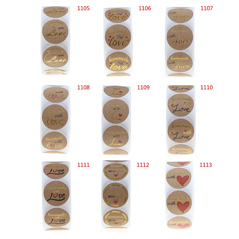 500pcs/roll Thank You Sticker Round Natural Kraft Cute Stickers For Cake Packaging Seal Labels Handmade Stickers