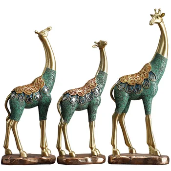 

NEW CHINESE HAND PAINTED GIRAFFE RESIN ACCESSORIES HOME LIVINGROOM TABLE ORNAMENTS CRAFTS HOTEL OFFICE DESKTOP STATUE DECORATION