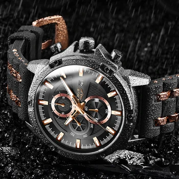 

LIGE Watch Men New Sport Watches For Men Business Silicone strap Quartz Clock Male Waterproof Chronograph Relogio Masculino+Box