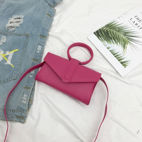 Diagonal Bag Hand Bag Women's 2021 Fashion Simple Designer Handbag Woman Luxury Pu Leather Solid Color Clutch Ladies rose Red Bag