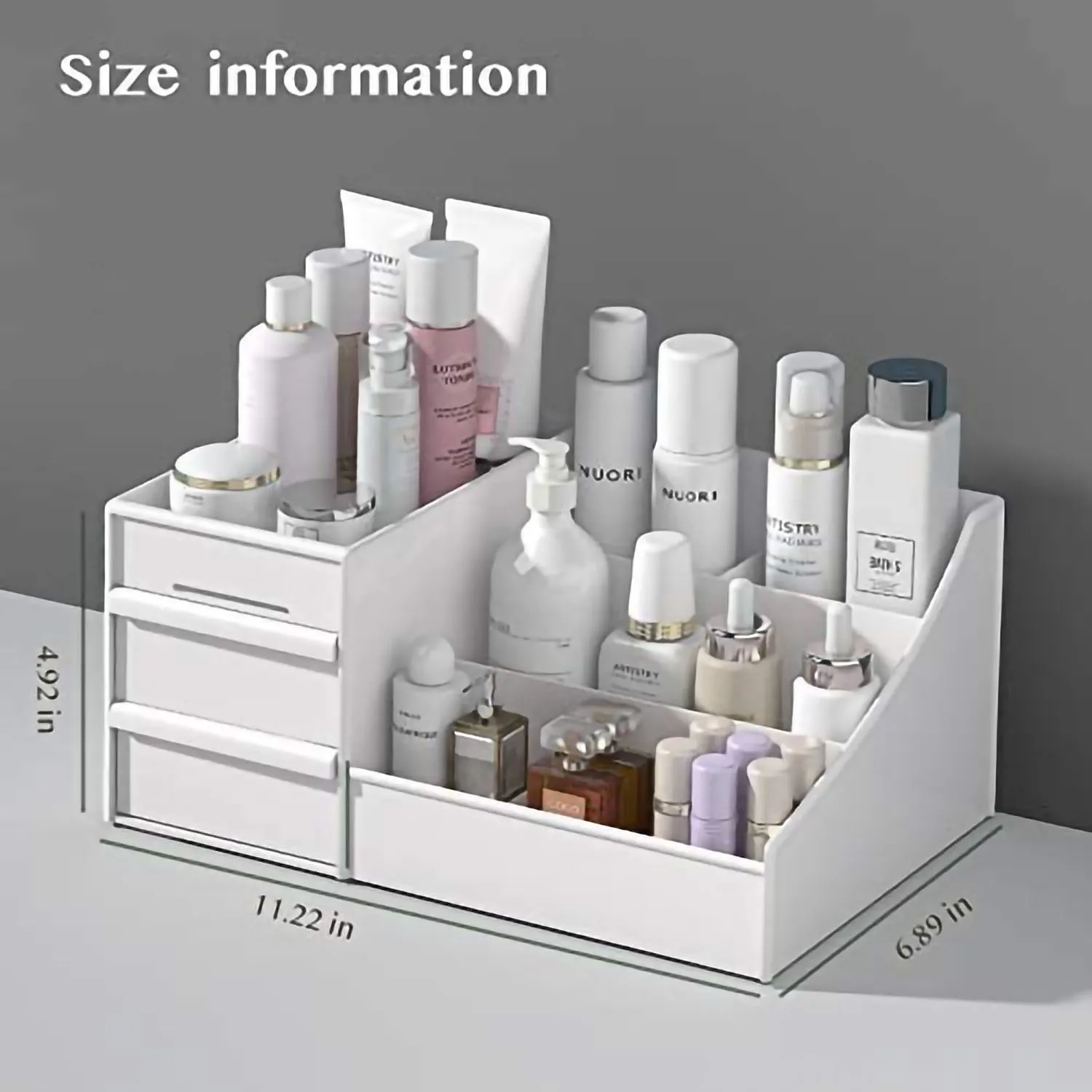 

Makeup Organizer With Drawers Countertop Organizer for Cosmetics, Vanity Holder for Lipstick, Brushes, Lotions, Eyeshadow