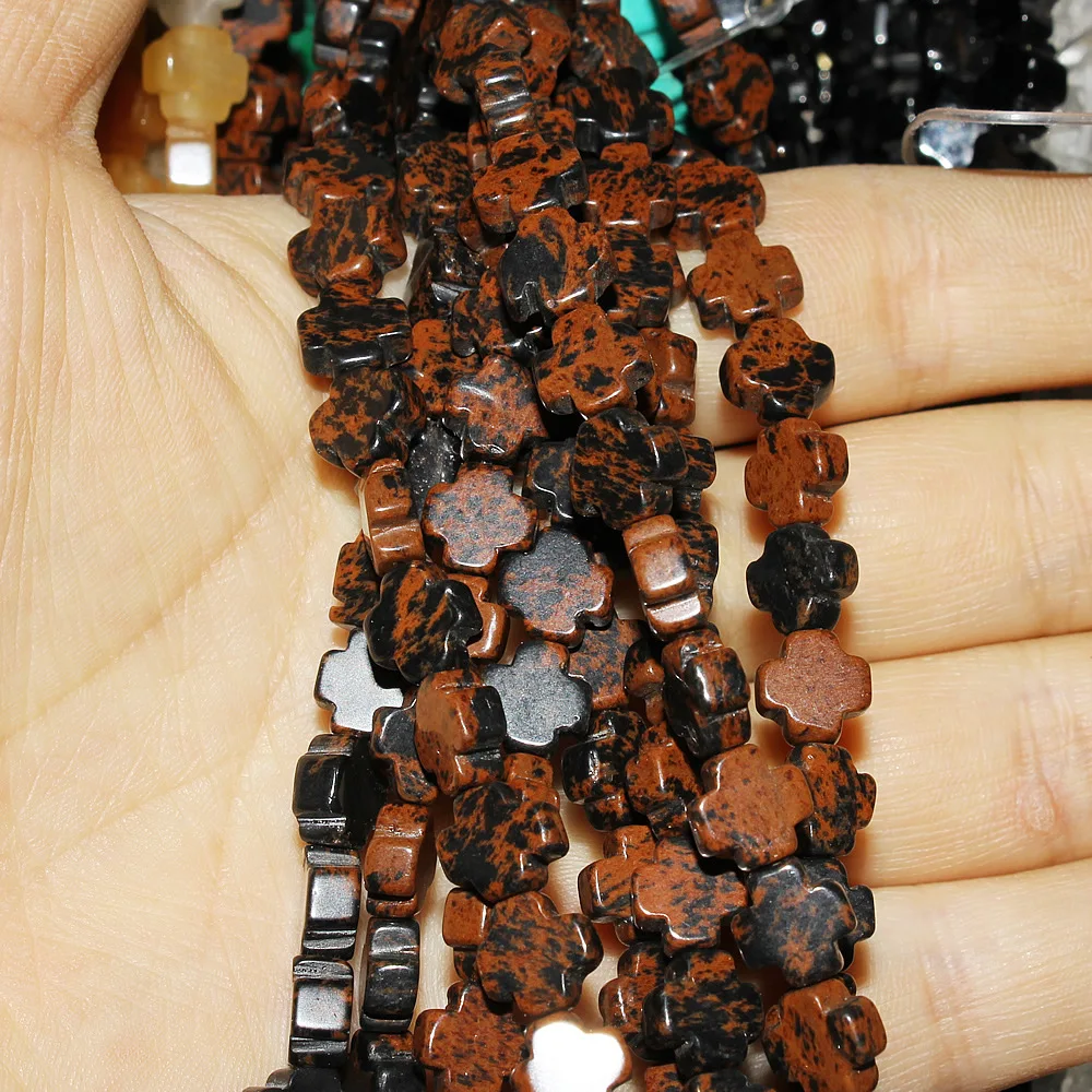 8 X8 X 4mm  Natural Semi Precious Stone Loose Beads Strand Cross Shaped Beaded Semi-finished DIY Bracelet Necklace Accessories