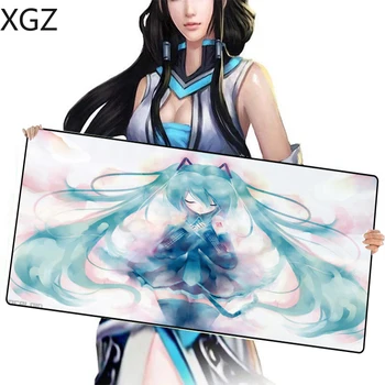 

XGZ 70x30cm / 90X40CM XXL Lockedge Large Game Mouse Pad Animation Hatsune Future Rubber Player PC Keyboard