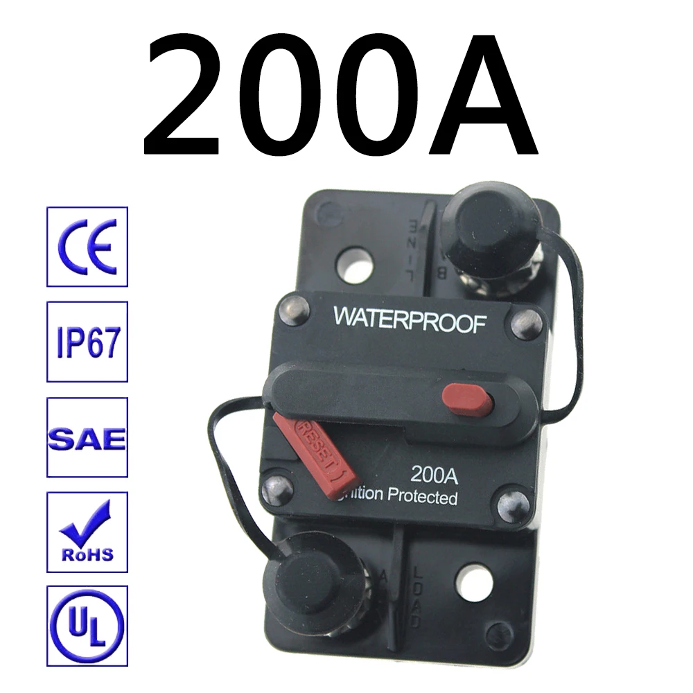 Красный 30A 40A 50A 60A 70A 80A 100A 120A 150A 200A 250A 300A Ампер автоматический выключатель предохранитель сброса для ребенка от 12 до 48V преобразователь автомобильной розетки постоянного тока Лодка Авто Водонепроницаемый - Цвет: Красный