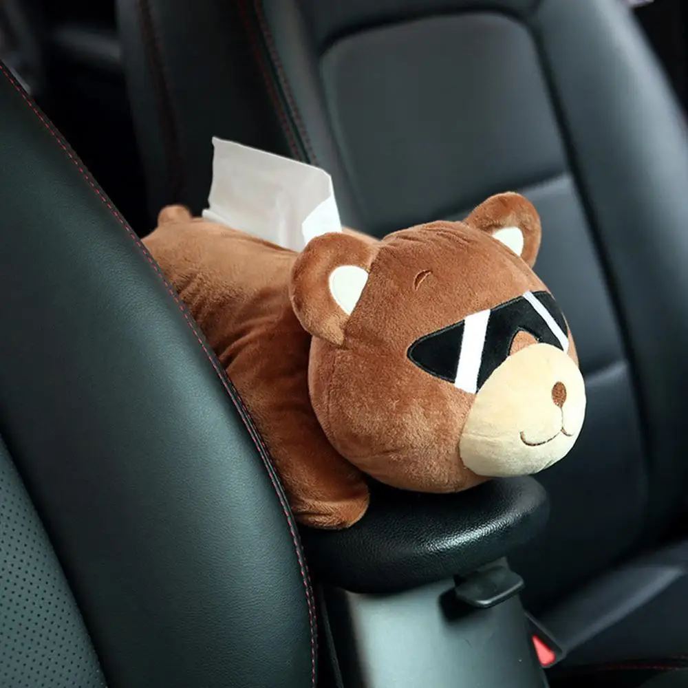 

Cute Cartoon Animal Armrest Box Tray Tissue Box Tissue Cover Plush Car Decoration Car Accessories