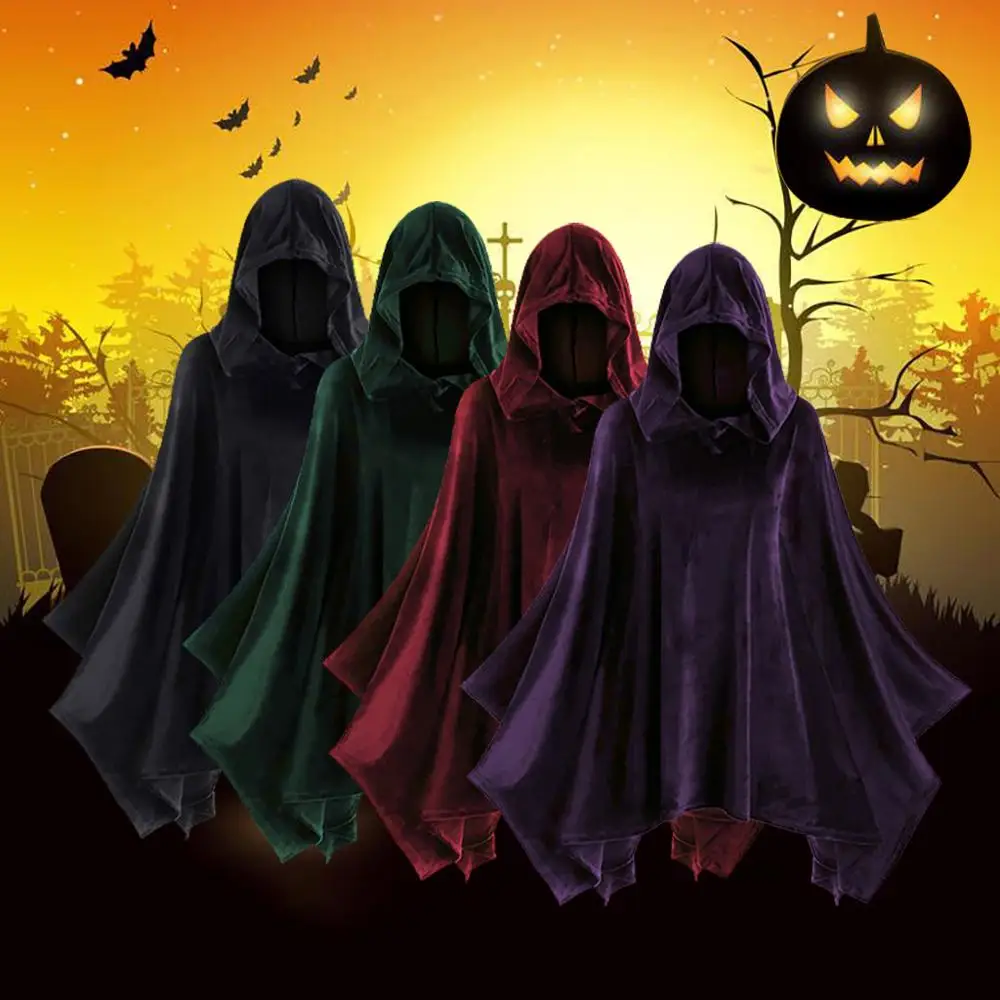 Пончо Hollween модная женская однотонная накидка винтажная подходящая с капюшоном