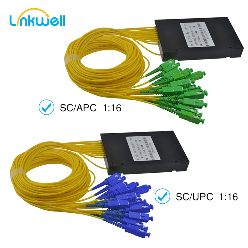 1x16 High Quality 1M SC APC SC UPC Type PLC Splitter, LC splitter box PLC ABS Fiber Optical Telecom Splitter Connector box 1:16 afbeelding