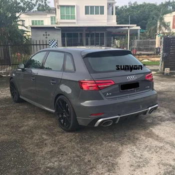 

A3 S3 ABS Paint Car Rear Bumper Lip Spoiler Diffuser Cover With Exhaust Tips For Audi A3 S3 Sline Hatchback 2014 - 2020