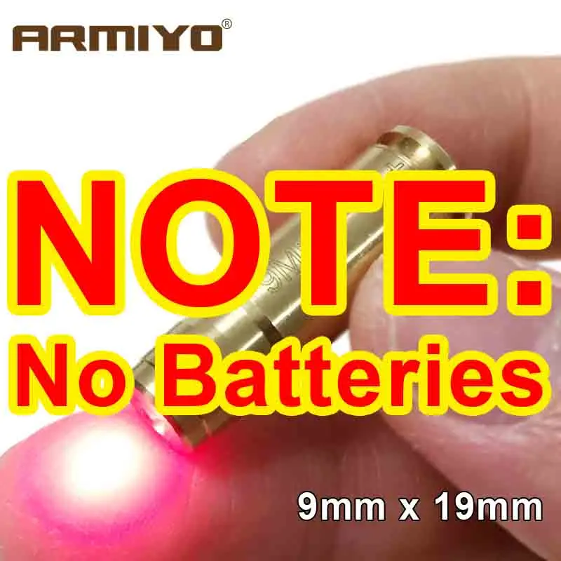 9x19 No Batteries Armiyo 9 мм. 380Cal картридж 9x18 мм и 9x19 мм пистолета диаметр прицел пистолет Boresighter Тактический красный лазерный точечный охотничий аксессуар - Цвет: 9x19 No Batteries