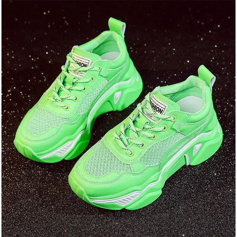Новинка года; зеленая обувь Torre; женская летняя дышащая Спортивная обувь красного цвета на толстой подошве; Размеры 35 - Цвет: Зеленый