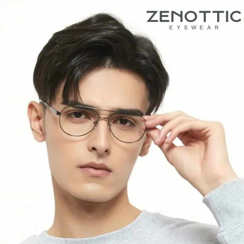 Очки ZENOTTIC в металлической оправе с двойным мостиком винтажные брендовые дизайнерские очки для ботаника