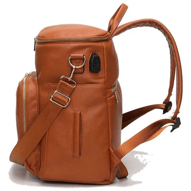 PU Leather Baby Nappy Diaper Bag Backpack+Changing Pad+Stroller Straps+Insulation bag+Cosmetic bag PU Leather Baby Nappy Diaper Bag Backpack+Changing Pad+Stroller Straps+Insulation bag+Cosmetic bag