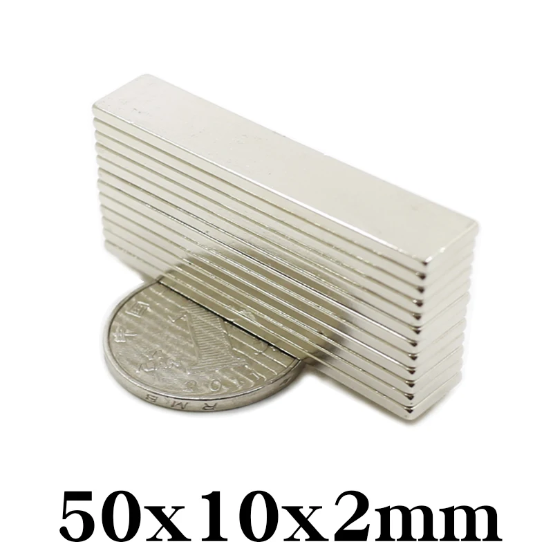 

10/30/50pcs NdFeB Magnet 50x10x2mm Strong Powerful Block Square Magnet Craft Model Rare Earth 50*10*2 Neodymium Permanent Magnet