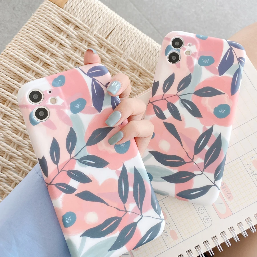 LACK Artistic Plants Leaf Silicon Phone Cases For iphone 11 Pro Max XR X XS 7 8Plus SE2 Cute Flower Full Protection lens Cover | Мобильные