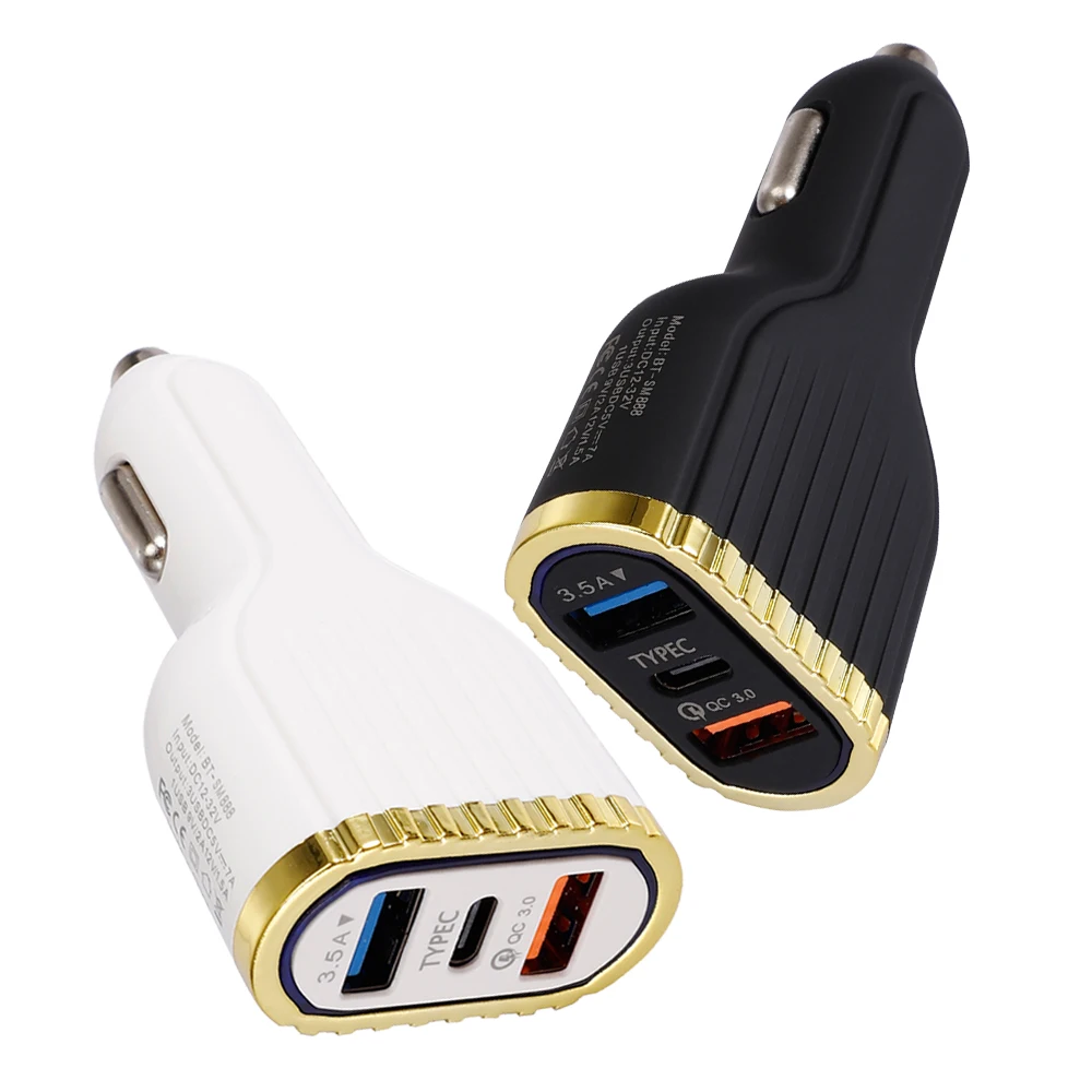 Автомобильное зарядное устройство с двумя портами USB QC 3,0, быстрое автомобильное зарядное устройство А с разъемом PD type-C, автомобильное зарядное устройство usb, прикуриватель, автомобильное зарядное устройство usb