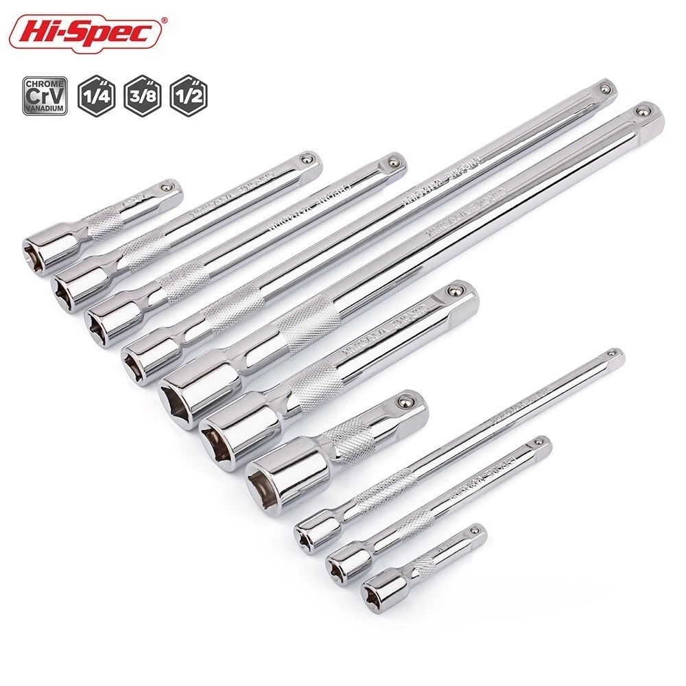 Hispec 1/4" 3/8" 1/2" Socket Wrench Extension Bar Ratchet Socket