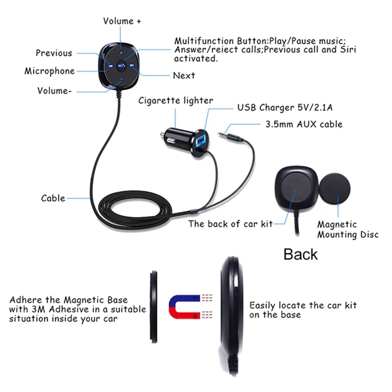 Автомобильный Bluetooth аудио приемник Авто Аудио громкой связи музыкальный приемник адаптер USB зарядное устройство Автомобильная электроника