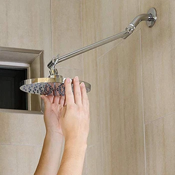 

Adjustable Shower Arm Extension By, Brass Shower Head Extension Arm with High Polished Chrome Finish 11+ Inch