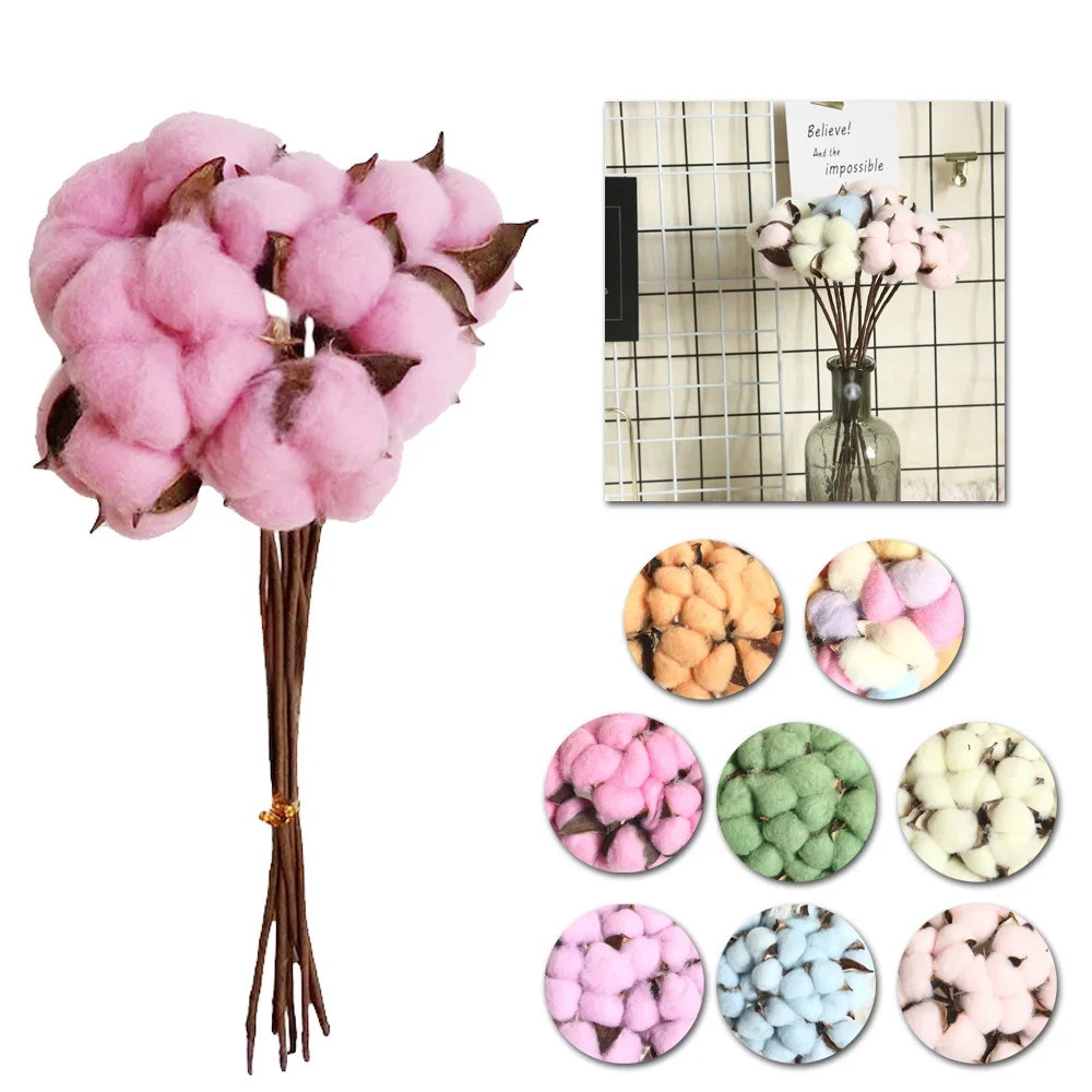 34cm Artificial Flower Cotton Plant Wall Fake Stimulated Flowers Home Decoration