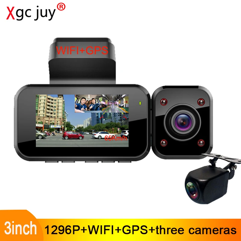 Автомобильный видеорегистратор Xgc juy 1080P с тремя объективами gps треком