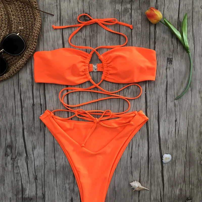 Multi rope push-up bikini set 2020 thick women swimwear Monokini Mujer Banador Feminino Sport bikini top_4