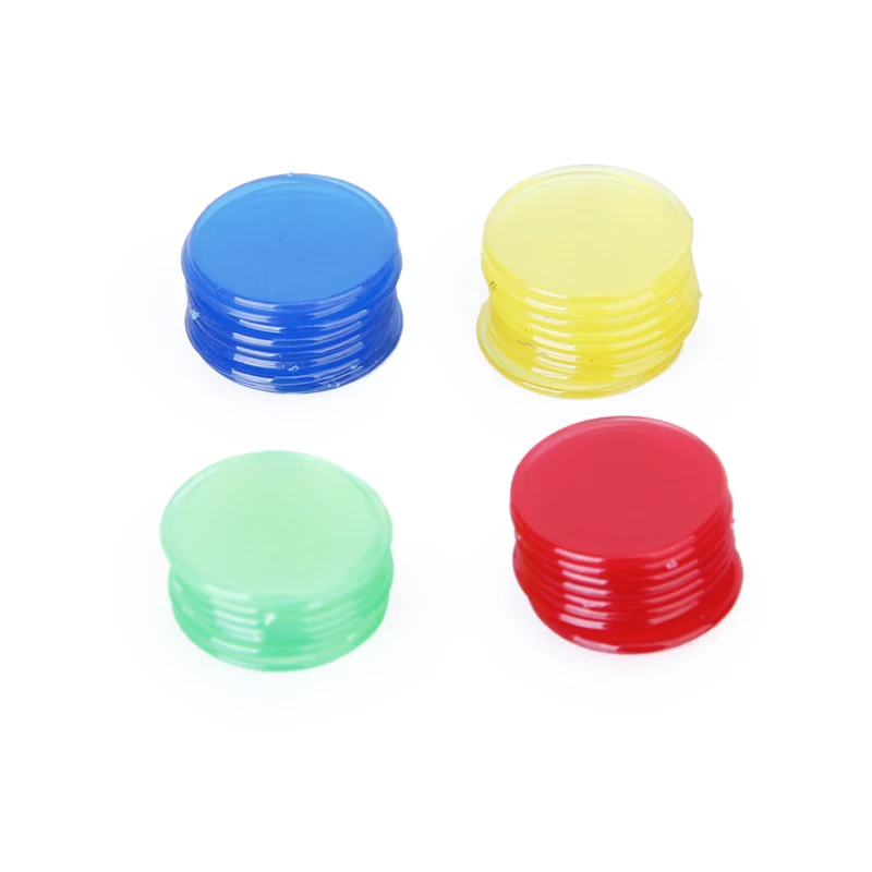 2 Packs 100pcs Professional Plastic Count Bingo Chips Markers for Bingo Game Cards 2cm 4 Colors Red/Yellow/Blue/Green