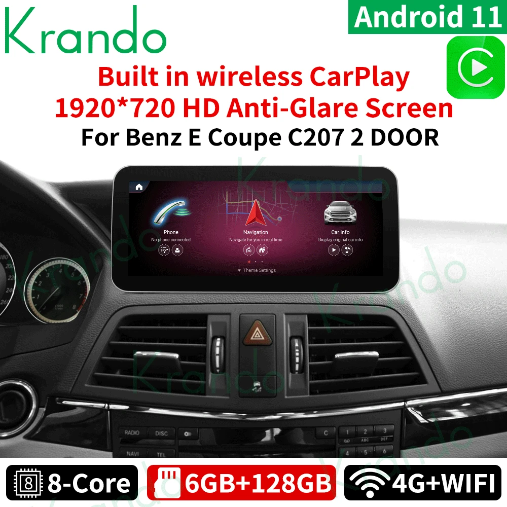Автомобильный радиоприемник Krando Android 11 0 6G 128G 10 25 для Mercedes Benz E Coupe C207 E200 E230 2009-2016