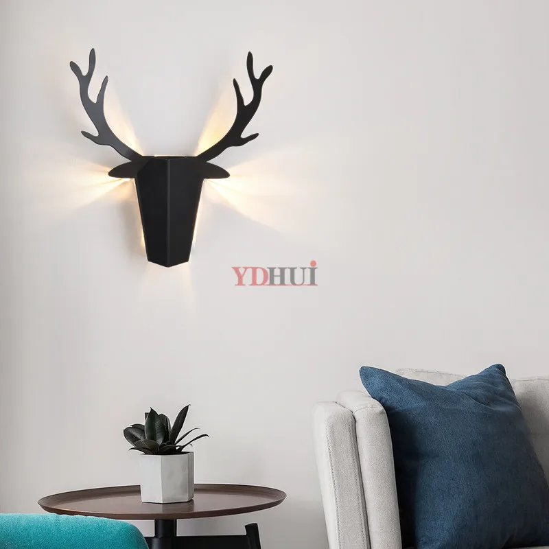 

Modern Nordic Antler Wall Lamps Bedroom Bedside Lamp Living Room Wall Sconce Light Fixtures Metal Deer Mirror Lights Home Decor