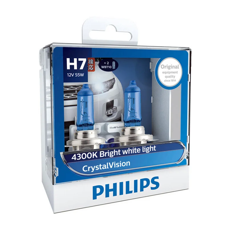 Philips H1 H4 H7 H11 9005 9006 12V с украшением в виде кристаллов видение 4300K яркий белый светильник Галогенные Авто головного средства ухода за кожей Шеи светильник Противотуманные огни, пара