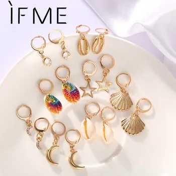 

IF ME 2020 NEW BOHO Shell Earrings For Women Girl Mixed Eyes Cross Star Circle Geometric Earring Set Hot Female Fashion Jewelry