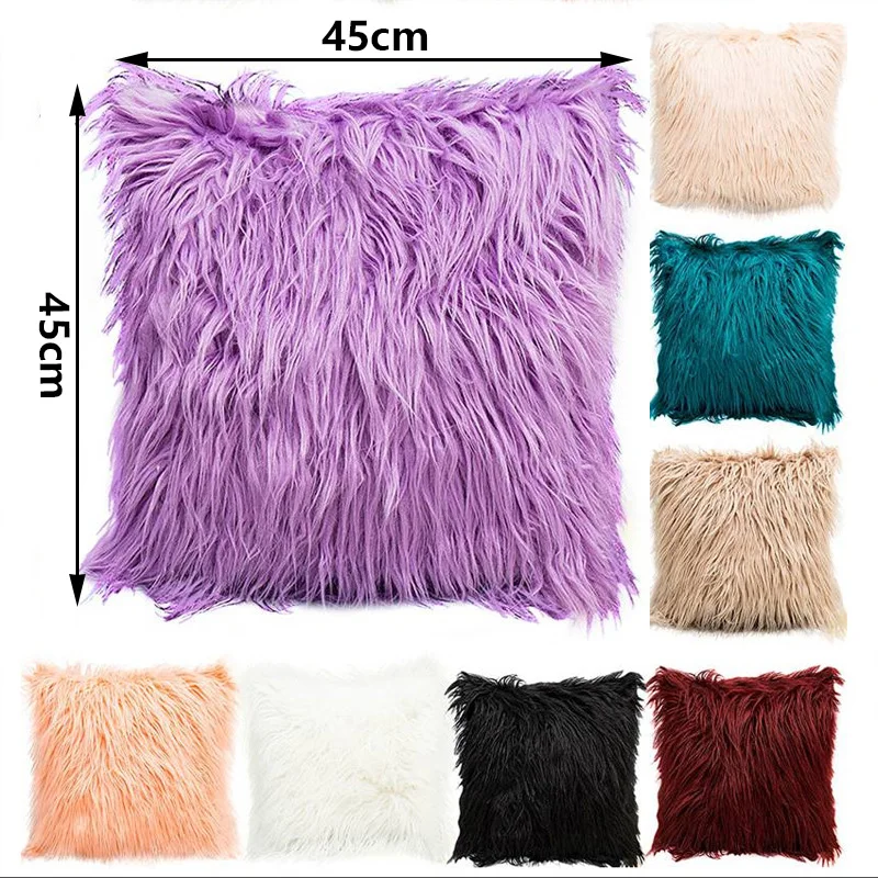 

Lmitation Wool Pillowcase Plush Gradient Color Hug Pillowcase 45*45cm Winter Warm Pillowcase Nordic Style Sofa Pillowcase