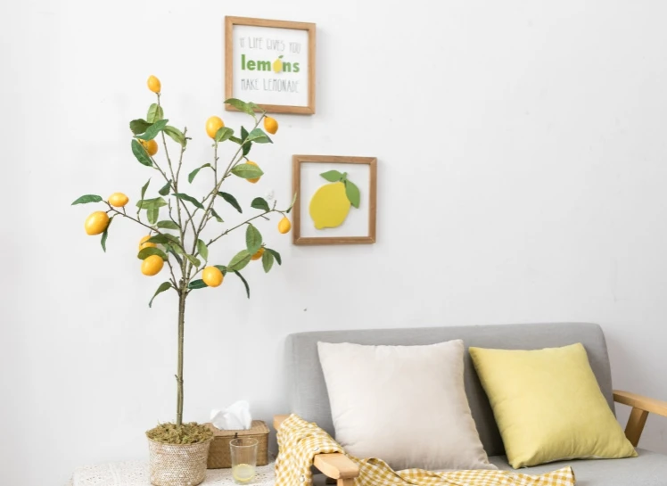 Лимонное дерево Горшечное комнатное растение для садовые растения искусственный бонсай горшок для гостиной украшение пола домашний декор, Зеленый завод
