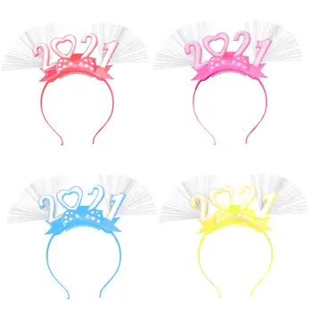 

4PCS 2021 New Year's Day Digit Headband Optical Flash Hair Hoop Party Photobooth Props (Random Color)